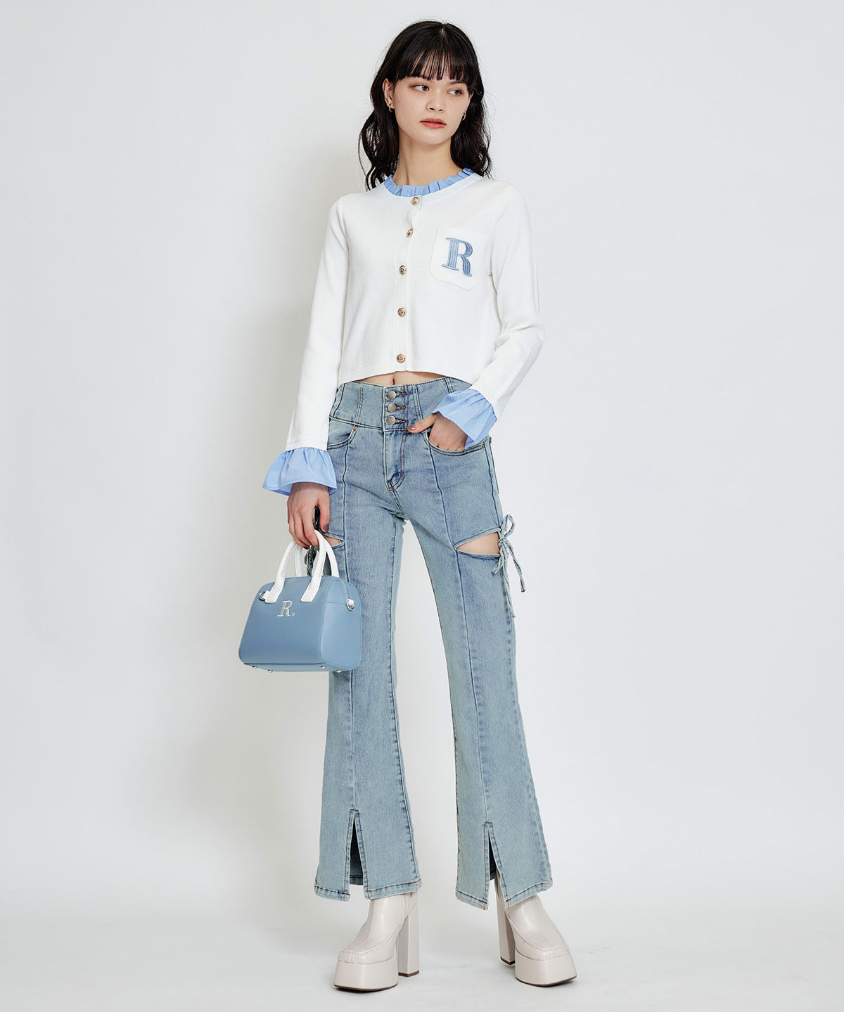 REDYAZEL「Rフリルレイヤードニットカーディガン」|カーディガン|