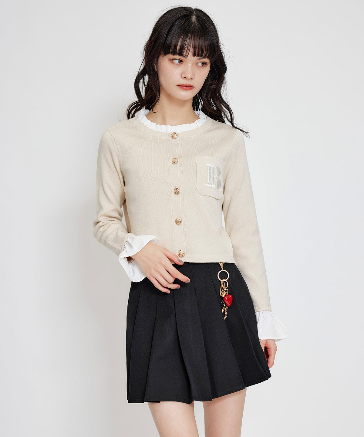 REDYAZEL「Rフリルレイヤードニットカーディガン」|カーディガン|