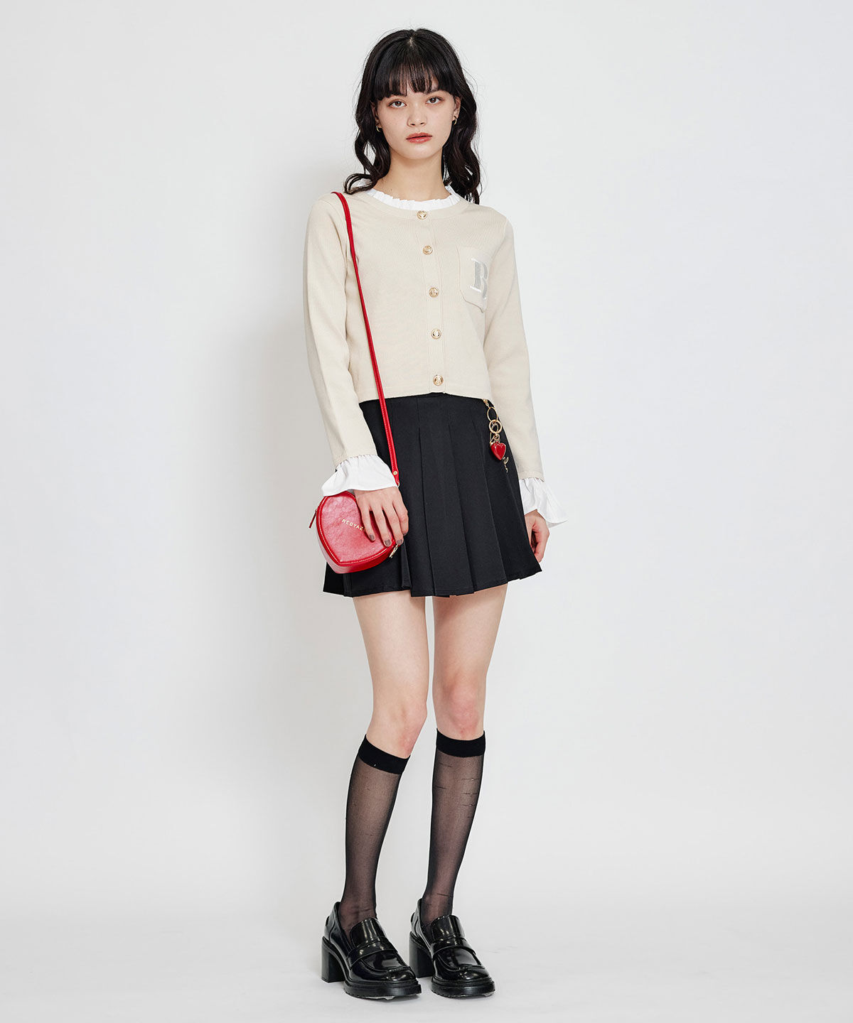 REDYAZEL「Rフリルレイヤードニットカーディガン」|カーディガン|