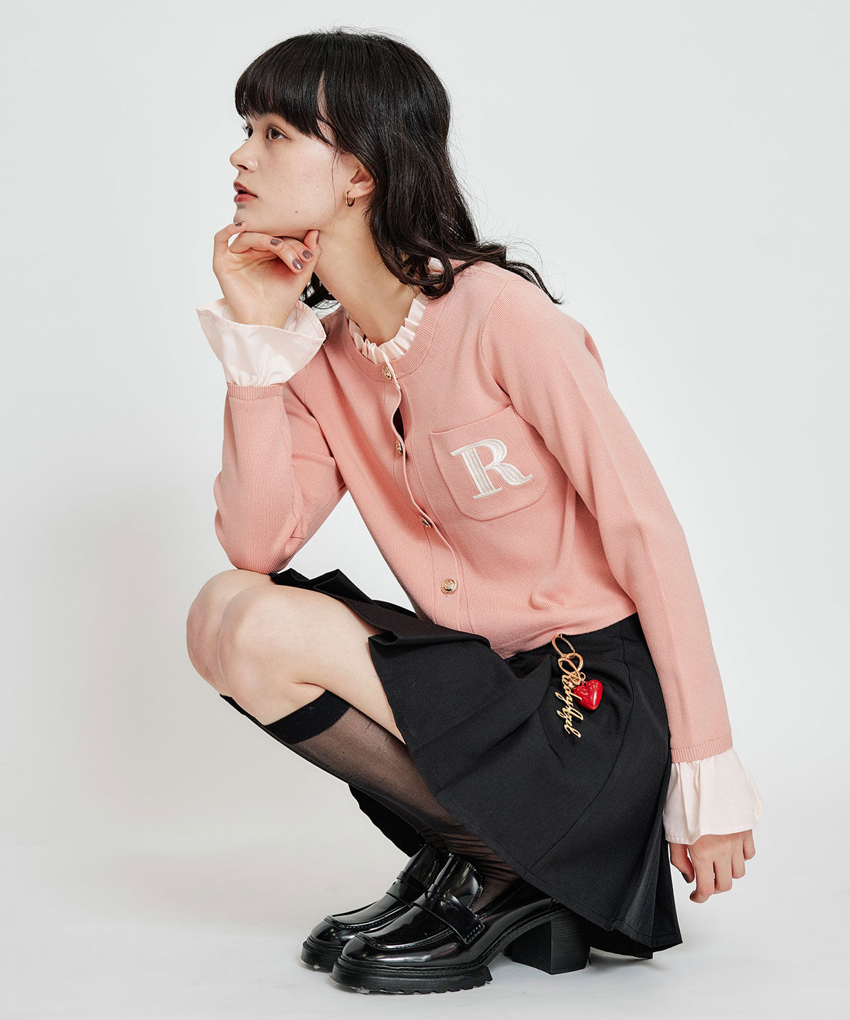 REDYAZEL「Rフリルレイヤードニットカーディガン」|カーディガン|