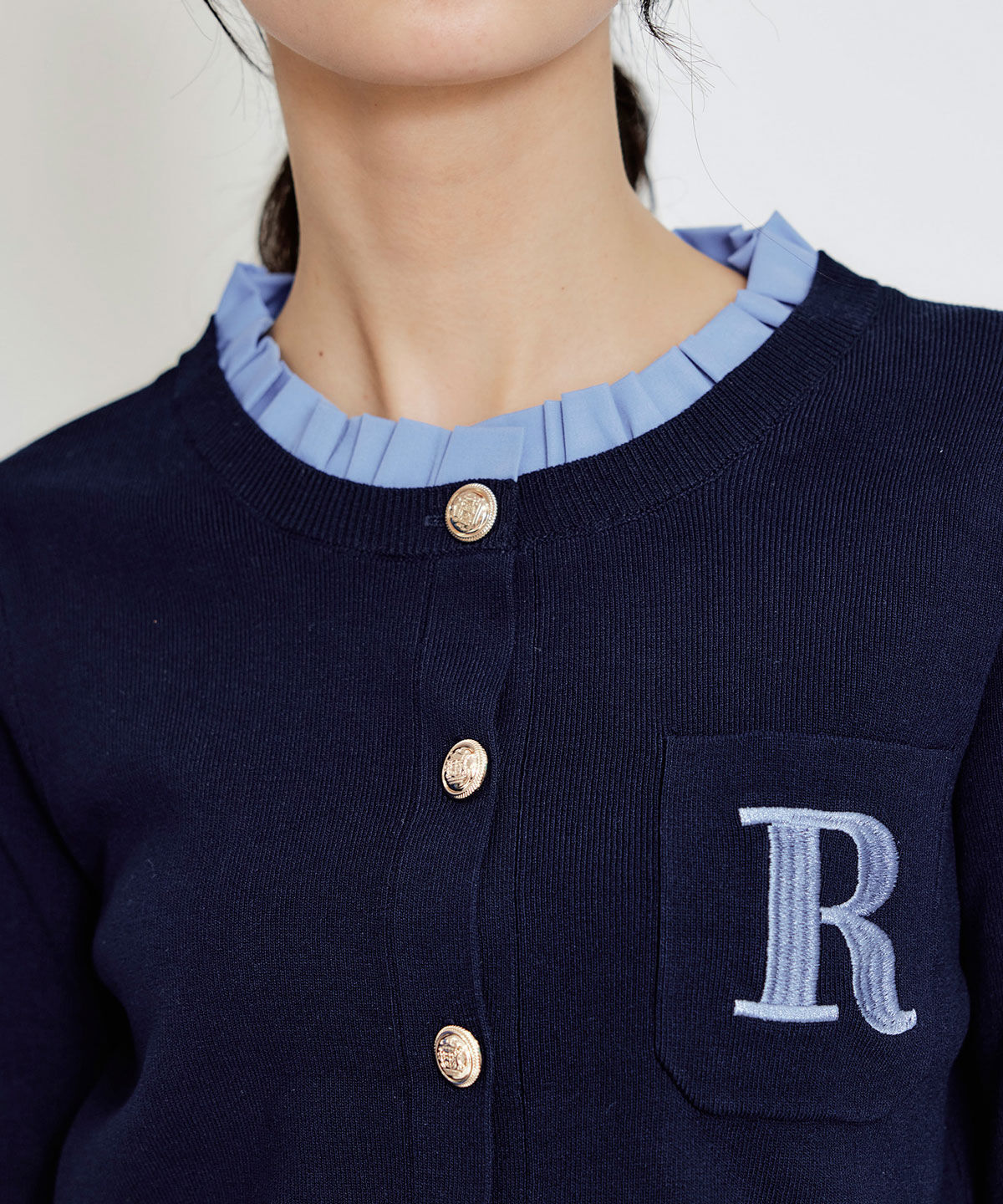 REDYAZEL「Rフリルレイヤードニットカーディガン」|カーディガン|