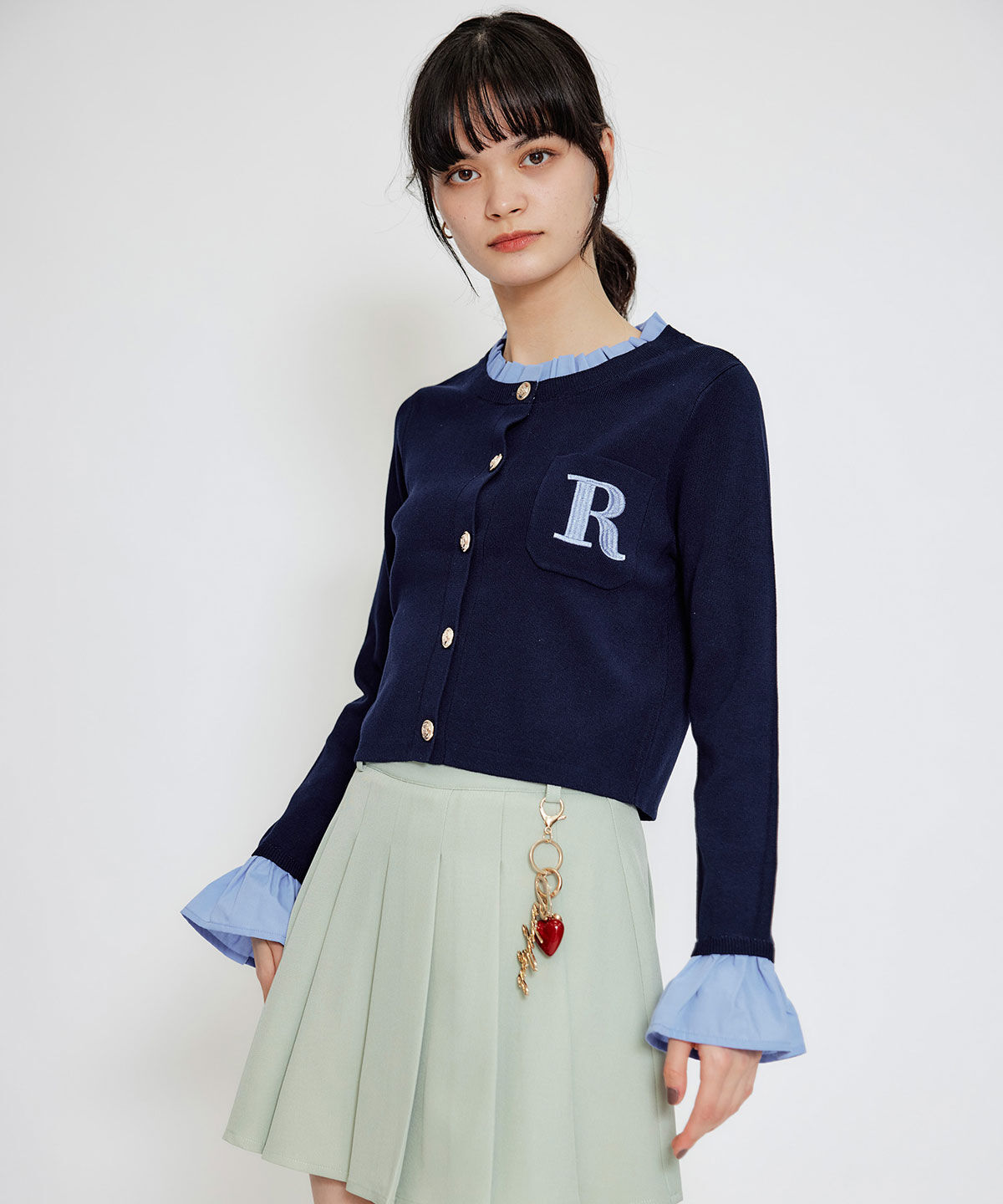 REDYAZEL「Rフリルレイヤードニットカーディガン」|カーディガン|