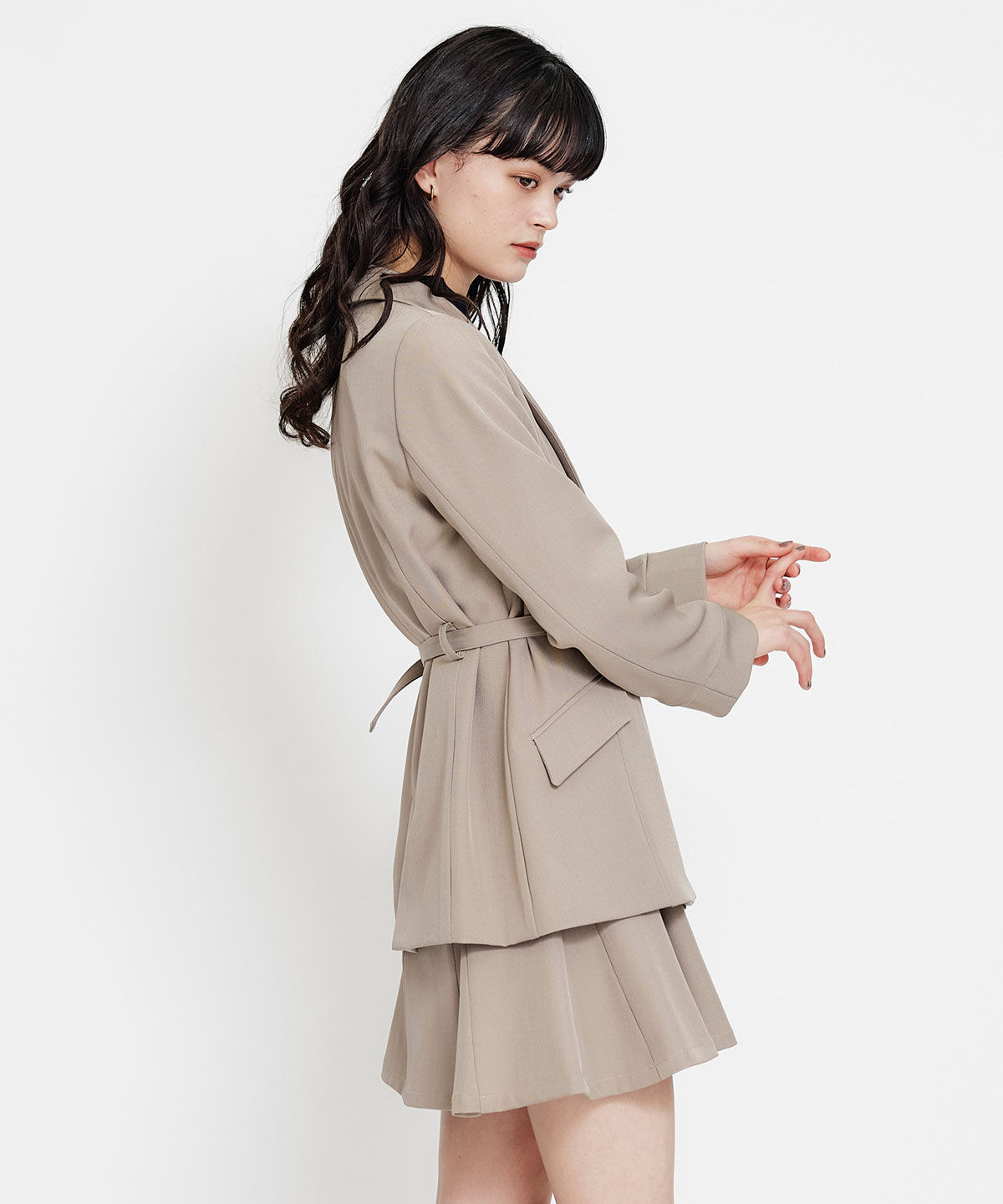 REDYAZEL「ワイドカラーミドルダブルジャケット」|テーラードジャケット|