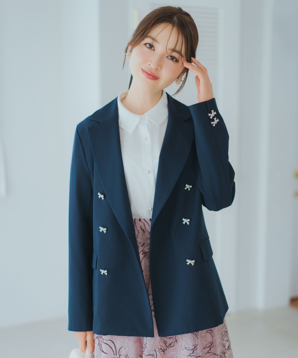 WILLSELECTION「リボンボタンジャケット」|テーラードジャケット|