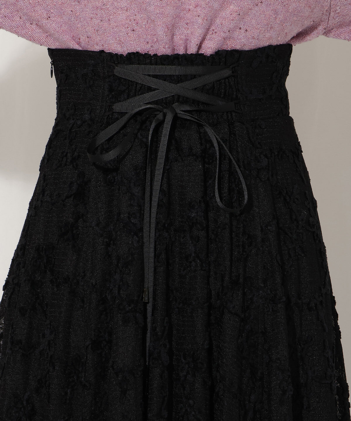 WILLSELECTION「起毛フラワーレーススカート」|フレア|