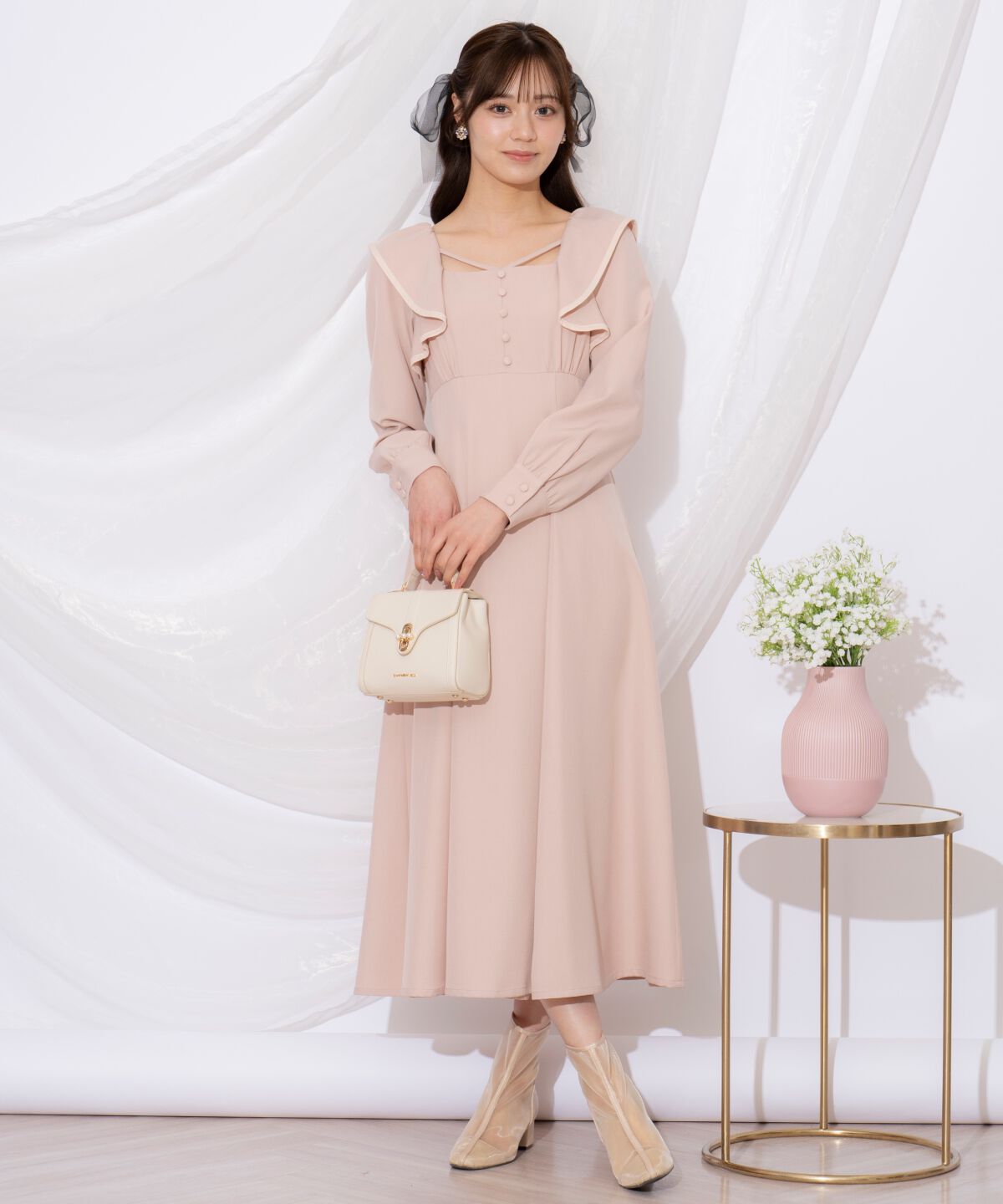 WILLSELECTION「配色パイピングフリルワンピース」|ワンピース|