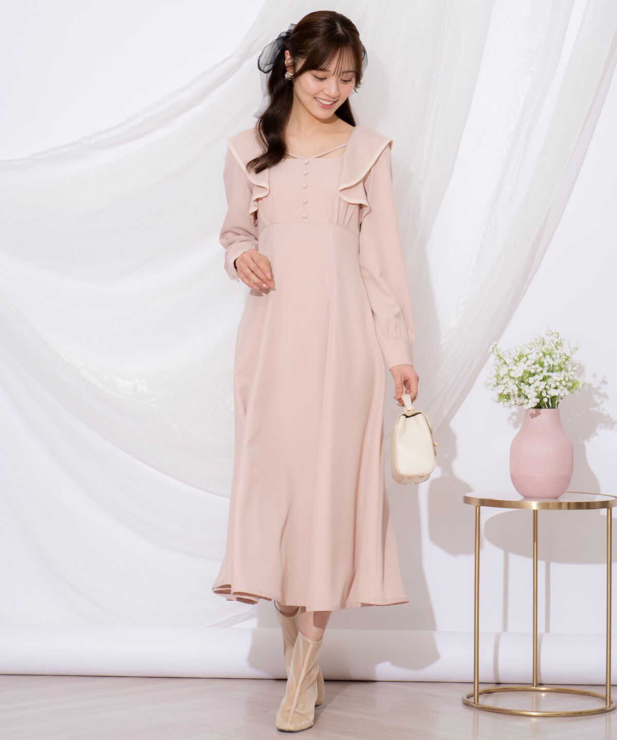 WILLSELECTION「配色パイピングフリルワンピース」|ワンピース|