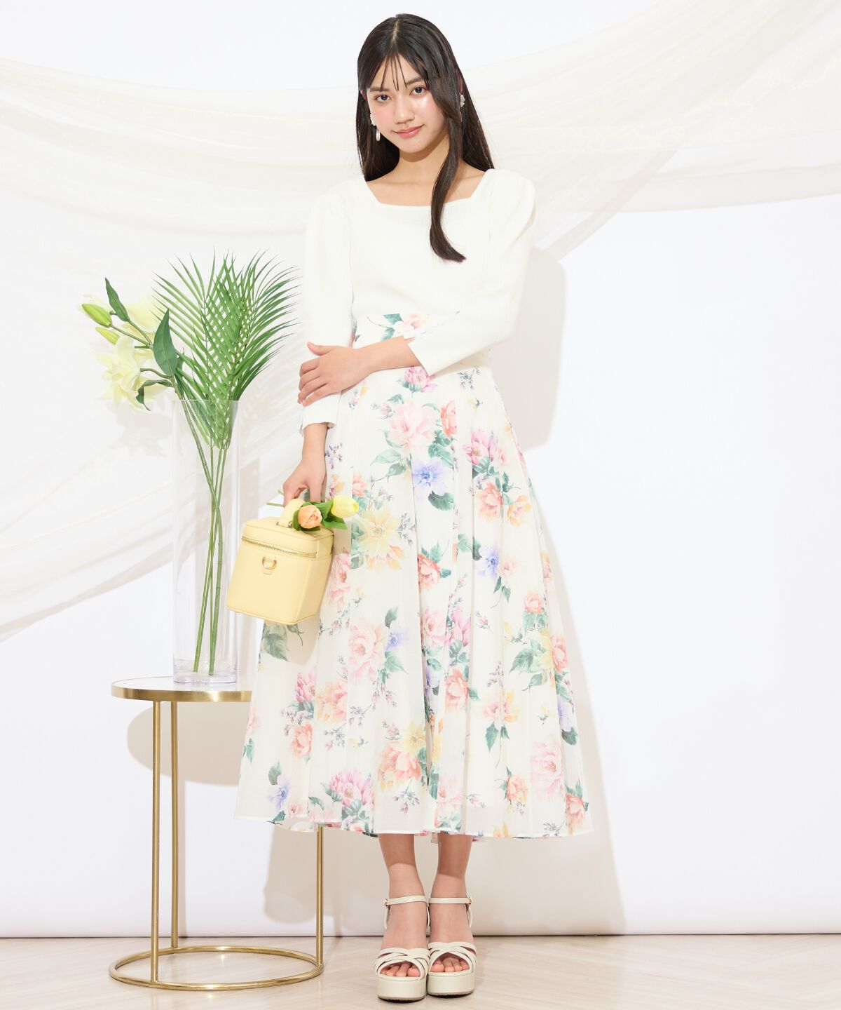 WILLSELECTION「袖フラワーラメ7分袖ニットプルオーバー」|ニット・セーター|