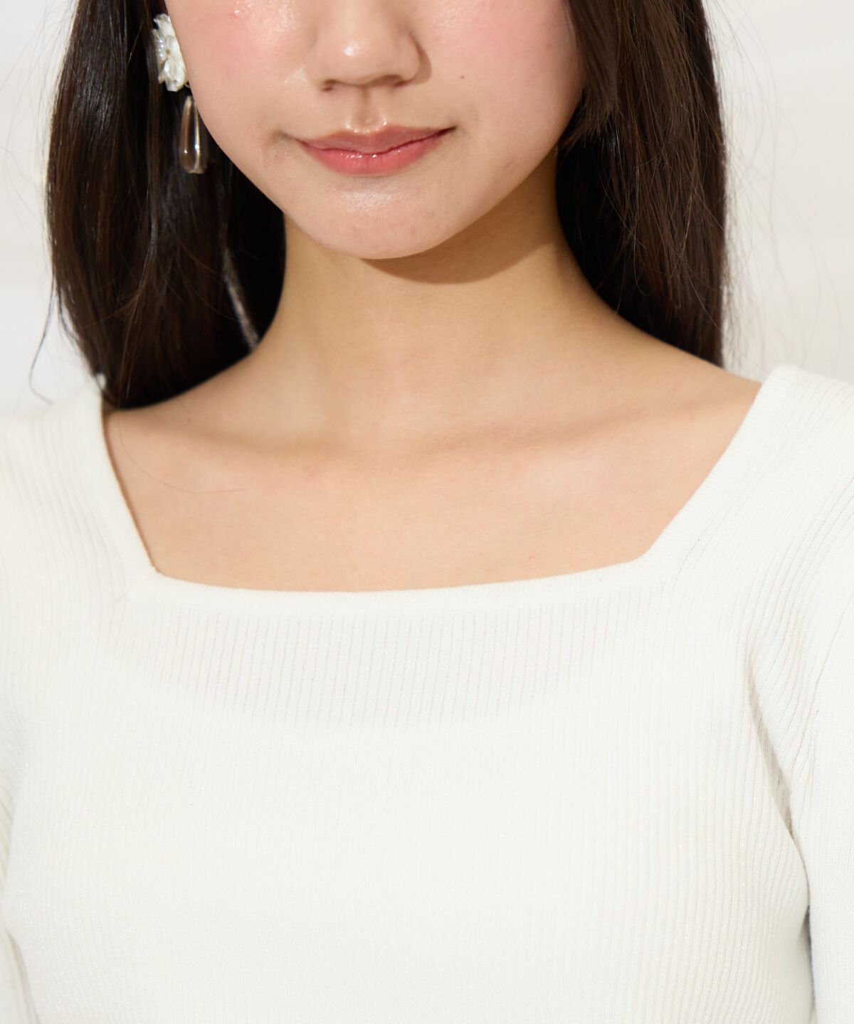 WILLSELECTION「袖フラワーラメ7分袖ニットプルオーバー」|ニット・セーター|