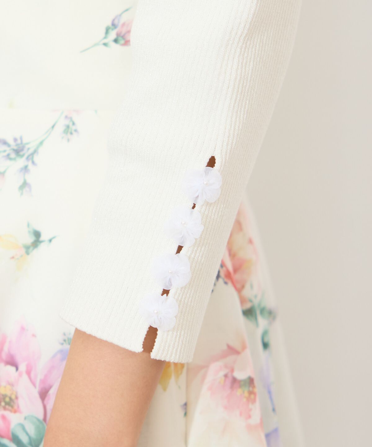 WILLSELECTION「袖フラワーラメ7分袖ニットプルオーバー」|ニット・セーター|