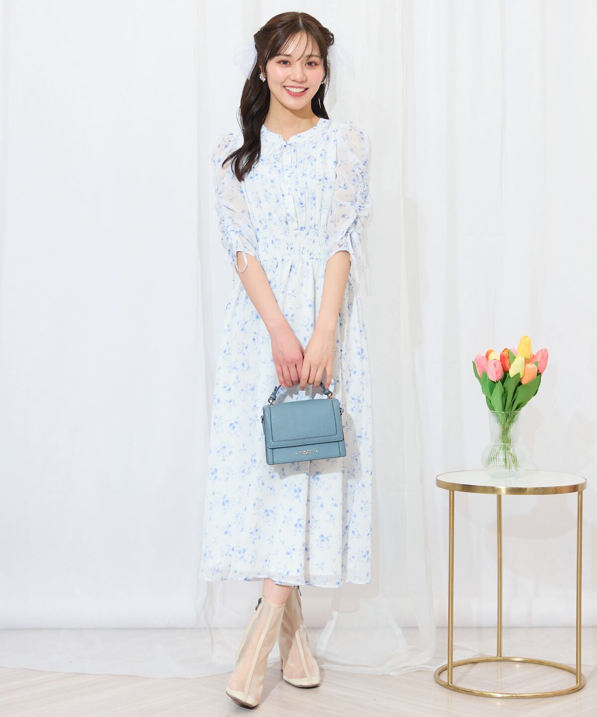 WILLSELECTION「ピンタックウエストシャーリングフラワーワンピース」|ワンピース|ﾊﾟｰﾌﾟﾙ系花柄