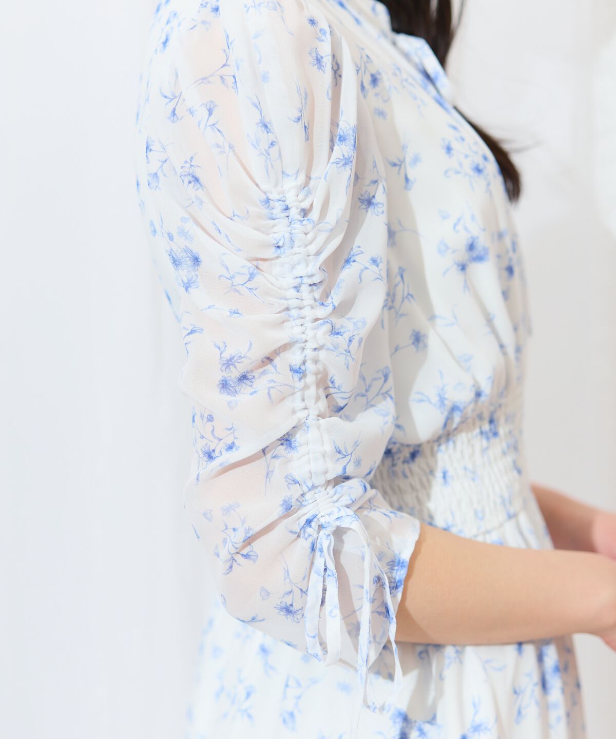 WILLSELECTION「ピンタックウエストシャーリングフラワーワンピース」|ワンピース|