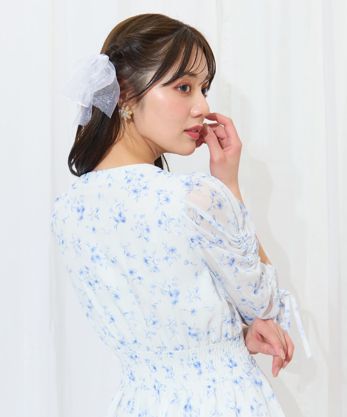 WILLSELECTION「ピンタックウエストシャーリングフラワーワンピース」|ワンピース|