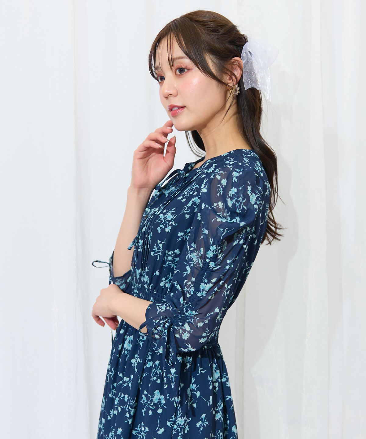 WILLSELECTION「ピンタックウエストシャーリングフラワーワンピース」|ワンピース|