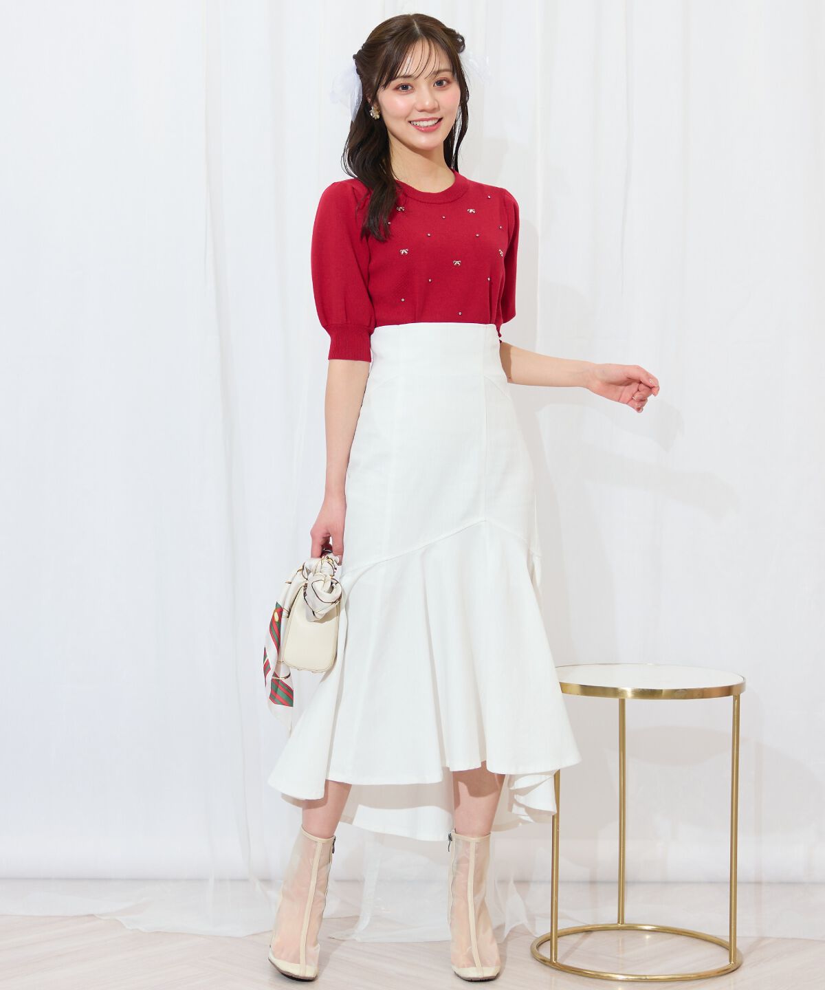 WILLSELECTION「ビジュー＆リボンパーツニットプルオーバー」|ニット・セーター|