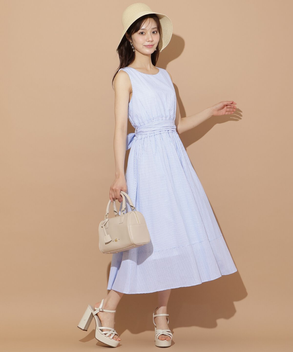 WILLSELECTION「ウエストシャーリングストライプワンピース」|ワンピース|