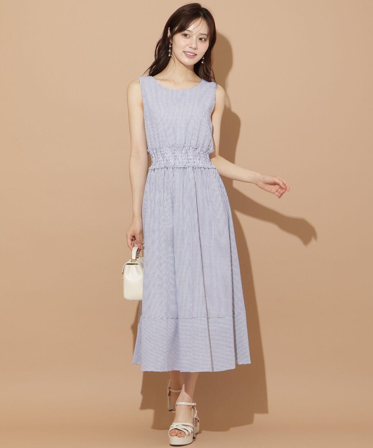 WILLSELECTION「ウエストシャーリングストライプワンピース」|ワンピース|black/borderｽﾄﾗｲﾌﾟ