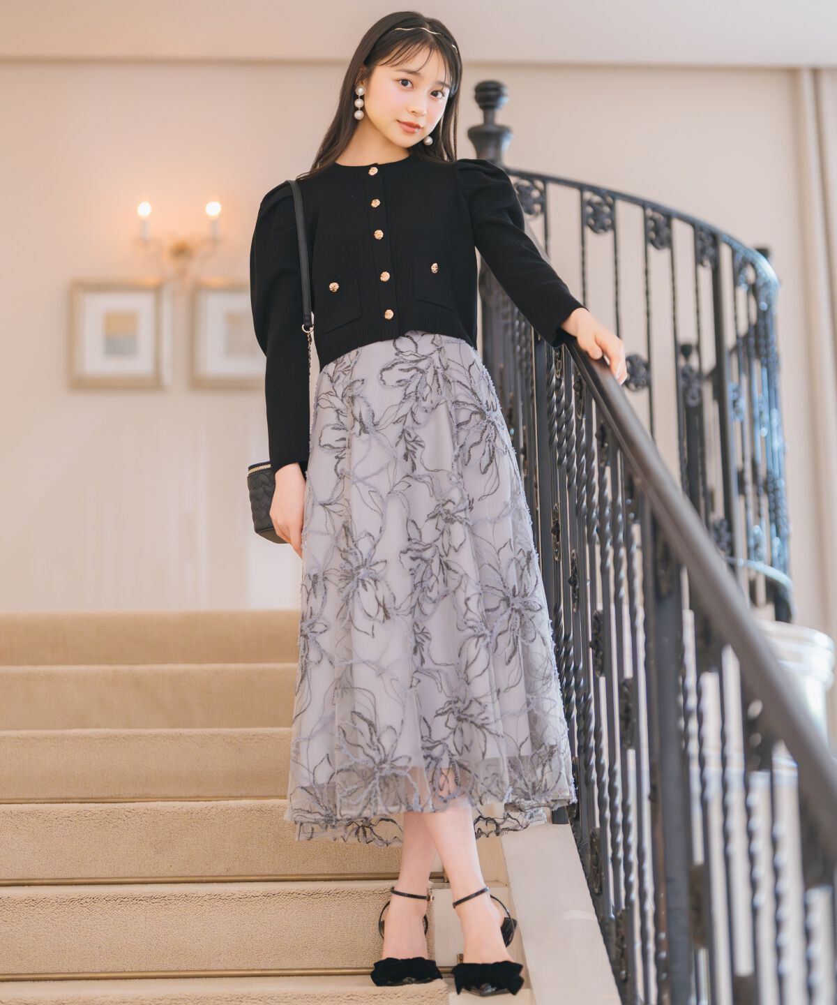 WILLSELECTION「ラメ刺繍チュールフレアスカート」|フレア|