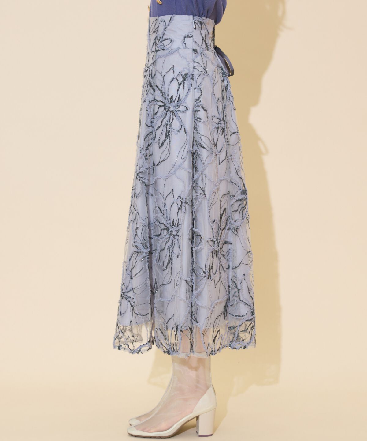 WILLSELECTION「ラメ刺繍チュールフレアスカート」|フレア|