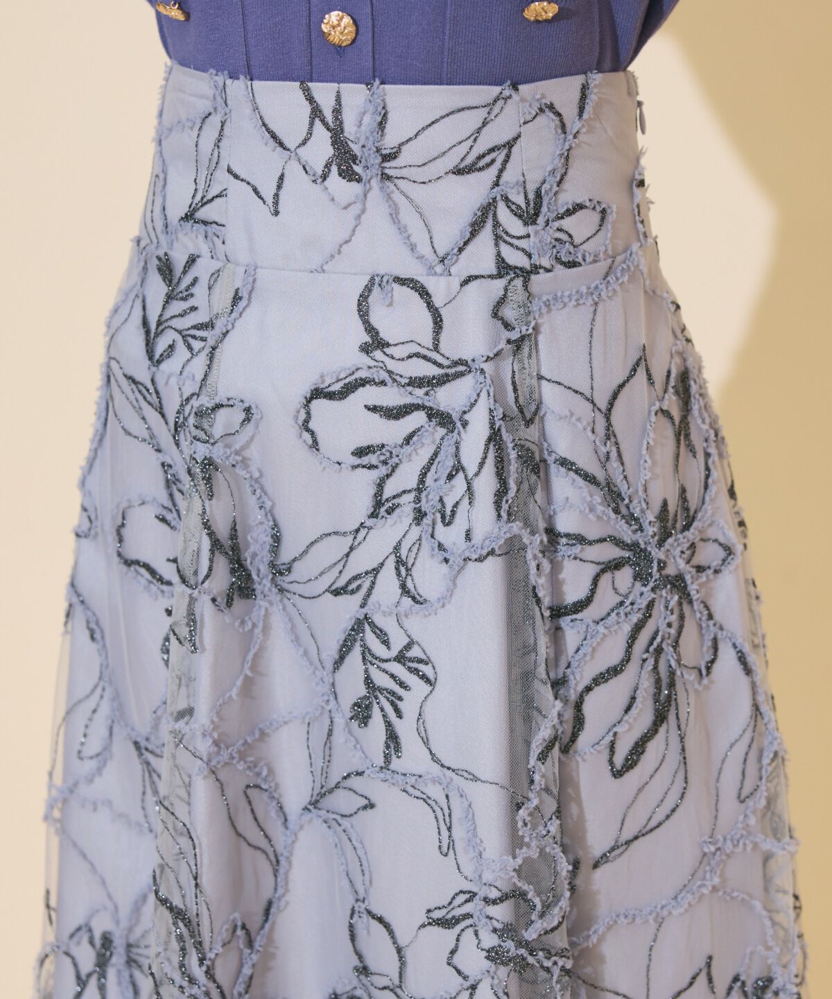 WILLSELECTION「ラメ刺繍チュールフレアスカート」|フレア|