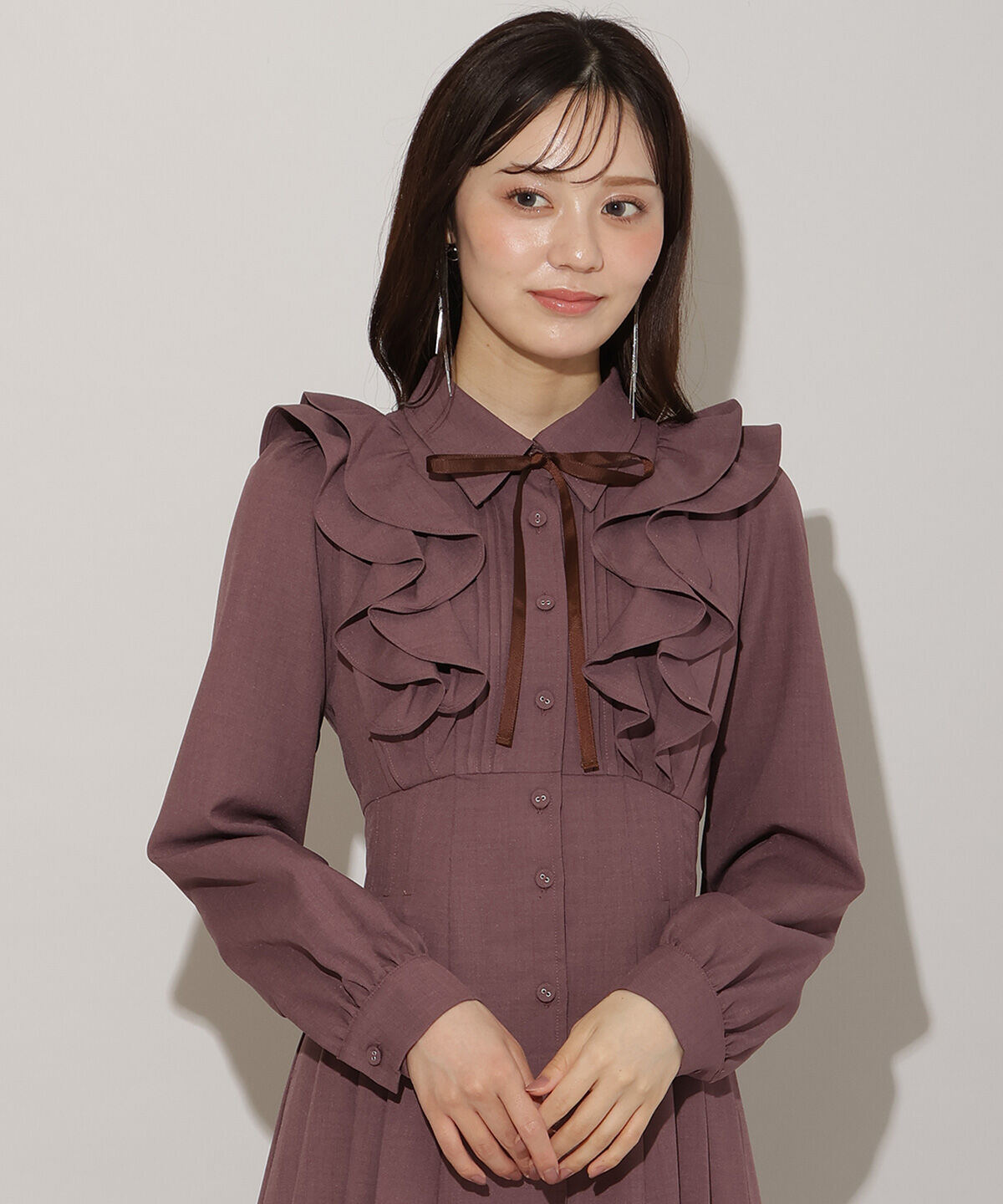 WILLSELECTION「ナローリボンフリルシャツワンピース」|ワンピース|