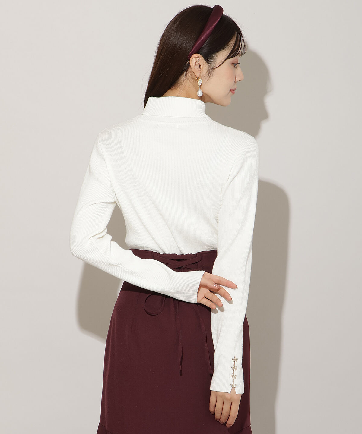 WILLSELECTION「袖口リボンリブタートルニット」|ニット・セーター|