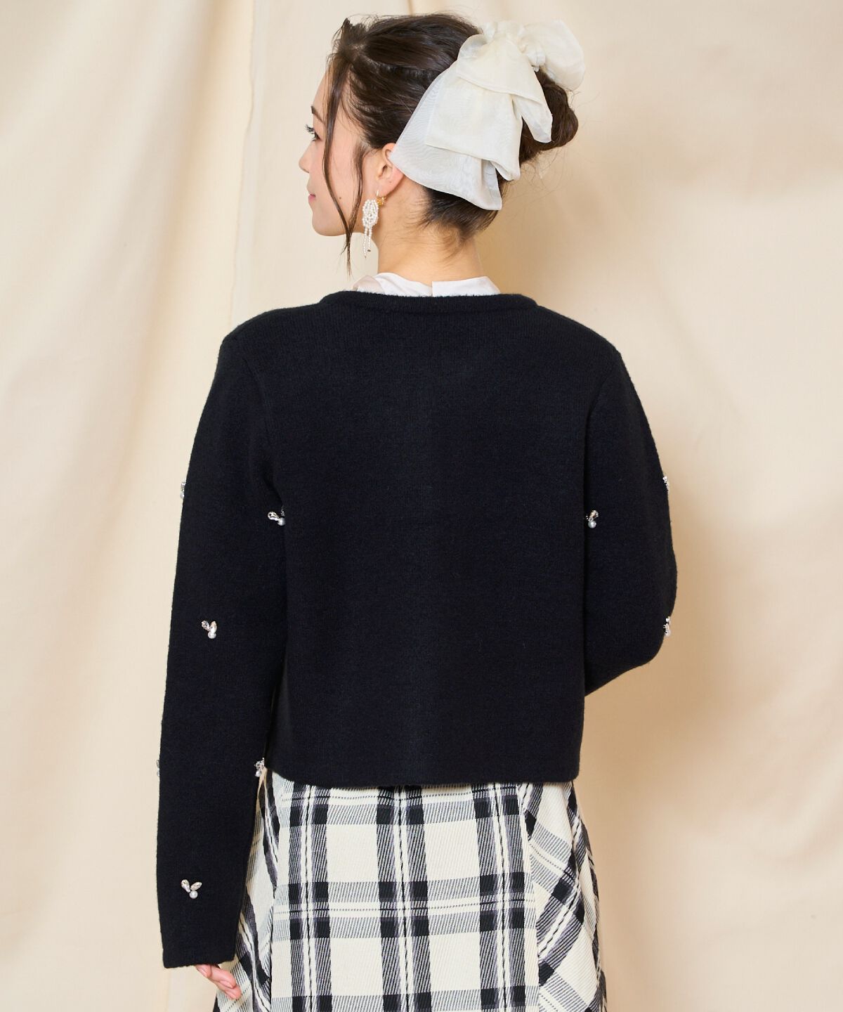 WILLSELECTION「ノーカラービジューニットジャケット」|カーディガン|