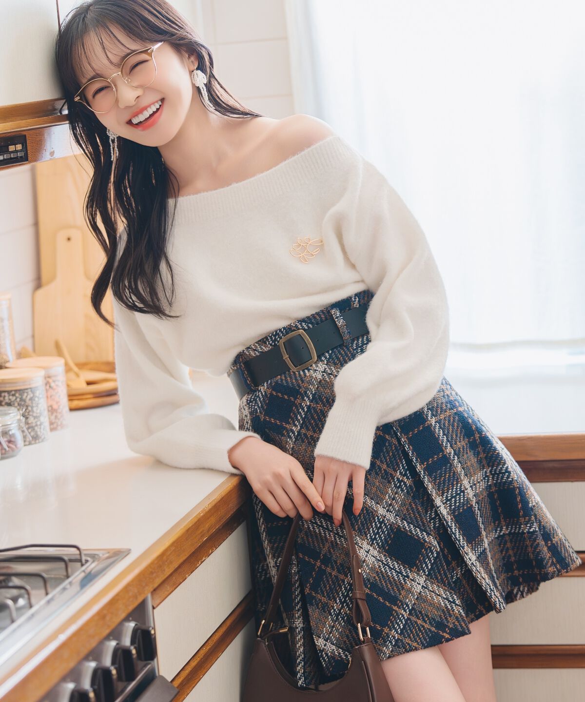 WILLSELECTION「ベルト付きツイードミニスカート」|フレア|