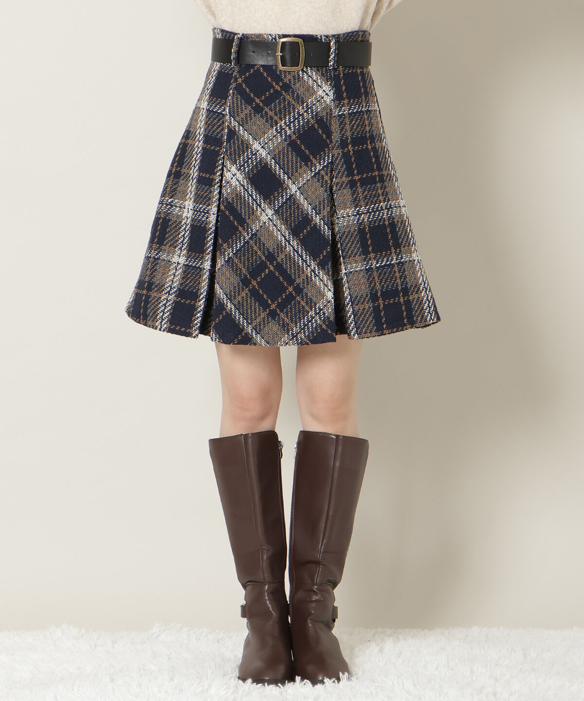 WILLSELECTION「ベルト付きツイードミニスカート」|フレア|