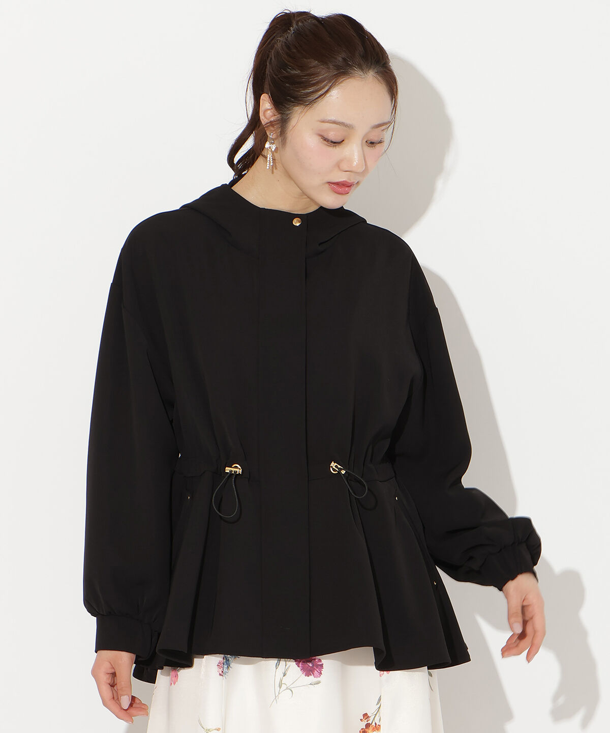 WILLSELECTION「ドロストペプラムフードブルゾン」|ブルゾン・スタジャン|ブラック