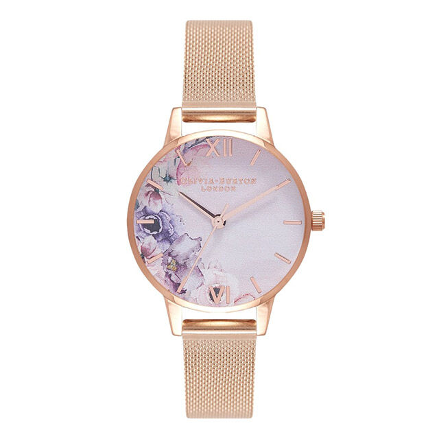 OLIVIA BURTON 「〈OLIVIA BURTON(ｵﾘﾋﾞｱﾊﾞｰﾄﾝ)〉30mmﾛｰｽﾞｺﾞｰﾙﾄﾞﾒｯｼｭ ｳｫｰﾀｰｶﾗｰﾌﾙｰﾗﾙ」|腕時計|ROSE GOLD
