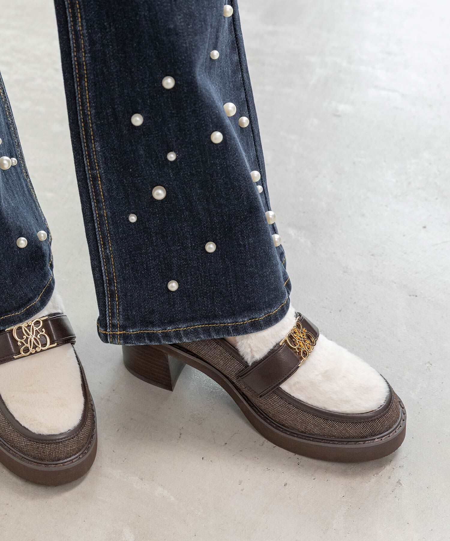  「モノグラムベルトボリュームローファー」|ローファー|ダークブラウン