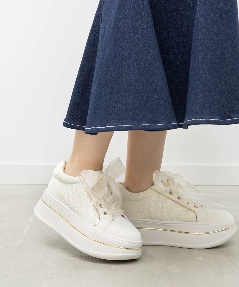  「2WAY シアーリボンプラットフォームスニーカー」|スニーカー|