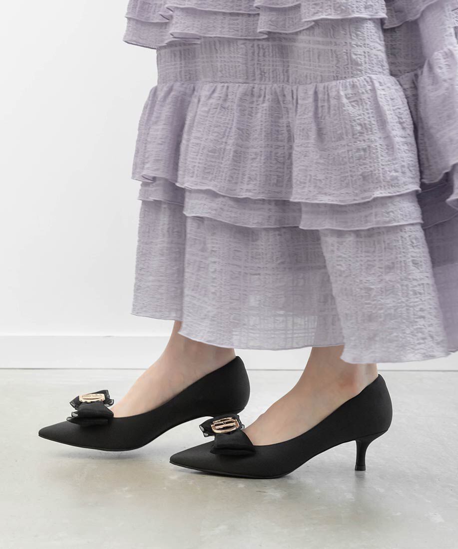  「2WAY シアーシフォンリボンパンプス」|パンプス|
