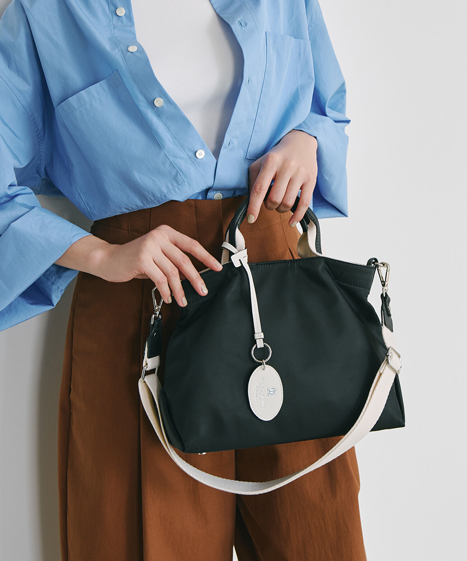 TOPKAPI BREATH「【TREASURE TOPKAPI】ストライプハンドル ナイロン 2way ミニ トートバッグ」|ショルダー・メッセンジャー|