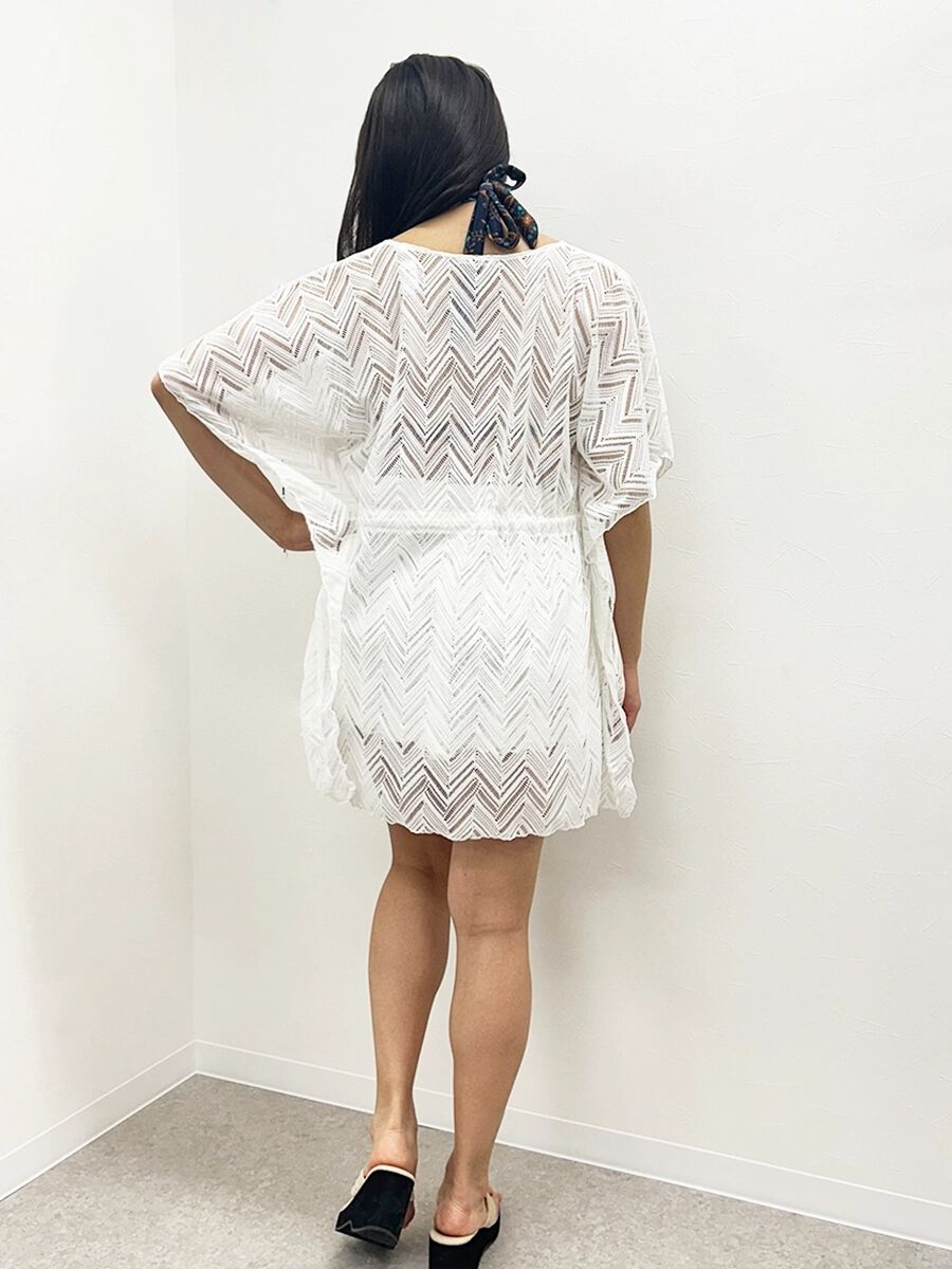 Riberce「【お水OK！リゾートアイテム】水着の上からサラッと羽織れるヘリンボーン編みレースガウン」|その他|