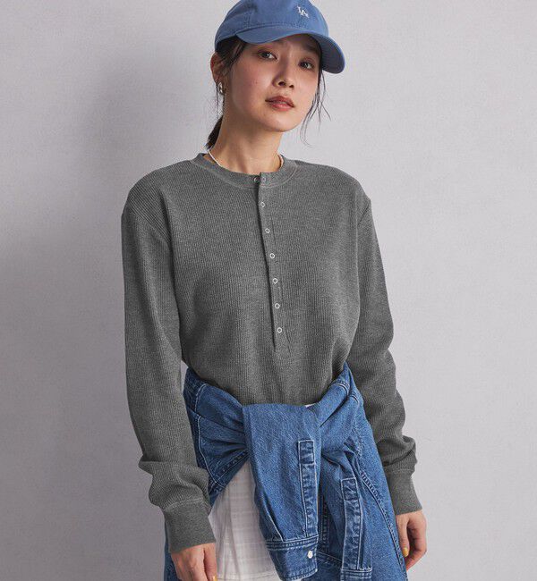 UNITED ARROWS green label relaxing「＜at ease＞ヘンリーネック ワッフル プルオーバー カットソー」|Tシャツ・カットソー|DK.GRAY