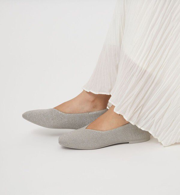 UNITED ARROWS green label relaxing「ウェルネス ニット スクエアVカット シューズ 撥水 ウォッシャブル」|バレエシューズ|