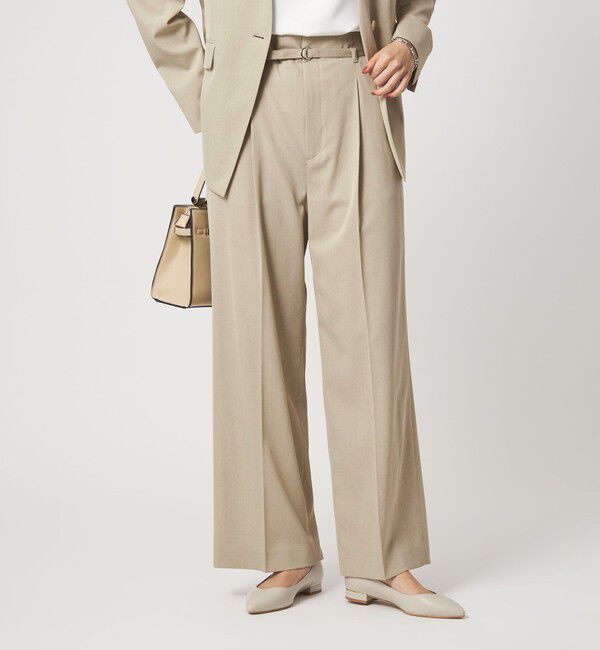 UNITED ARROWS green label relaxing「［size SHORT/TALLあり］サラフール ワイド パンツ ストレッチ 接触冷感 UVカット」|スラックス|BEIGE