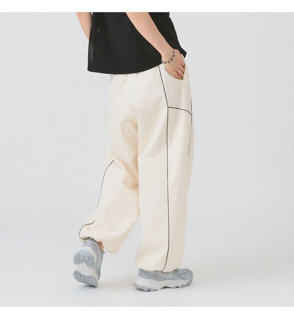 Ray BEAMS 「ストライプ キリカエ トラックパンツ」|チノ|