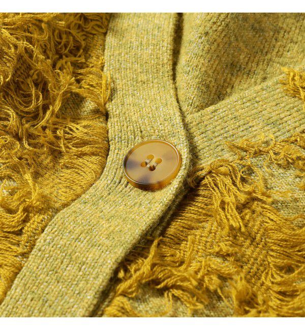 Ray BEAMS 「カット ジャカード フリンジ Vネック カーディガン」|カーディガン|