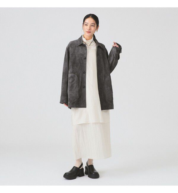 Ray BEAMS 「フェイク スエード ハーフ コート」|ダッフルコート|