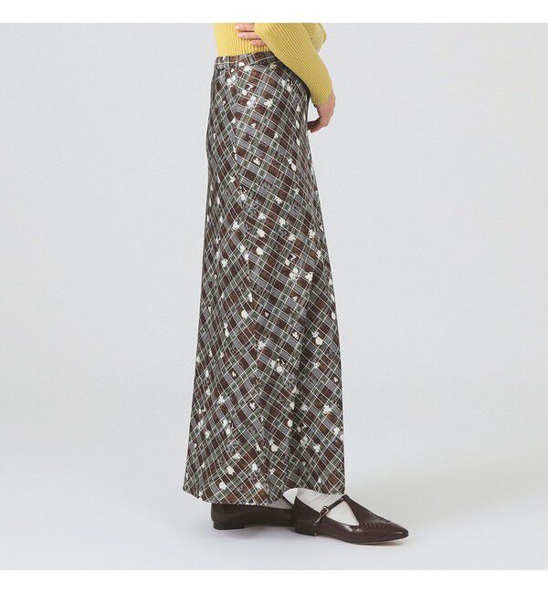 Ray BEAMS 「チェック フラワー プリント タイト スカート」|スカート|