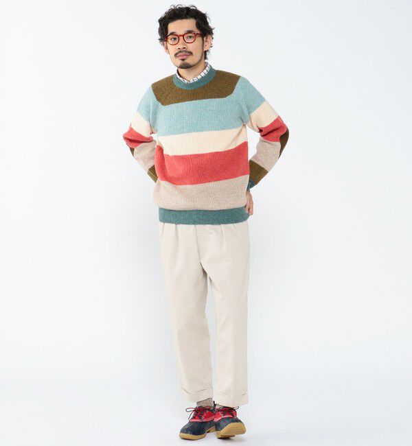BEAMS PLUS「BEAMS PLUS / Crew Multi Stripe 5G」|ニット・セーター|