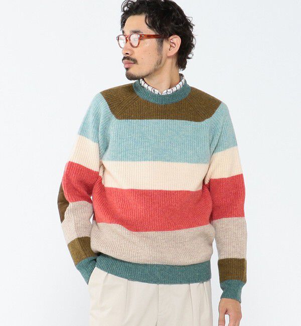 BEAMS PLUS「BEAMS PLUS / Crew Multi Stripe 5G」|ニット・セーター|