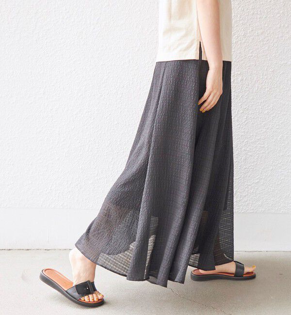 SHIPS for women「〈手洗い可能〉シアサッカー チェック ボリューム スカート◇」|スカート|ブラック