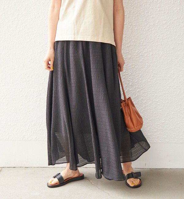 SHIPS for women「〈手洗い可能〉シアサッカー チェック ボリューム スカート◇」|スカート|