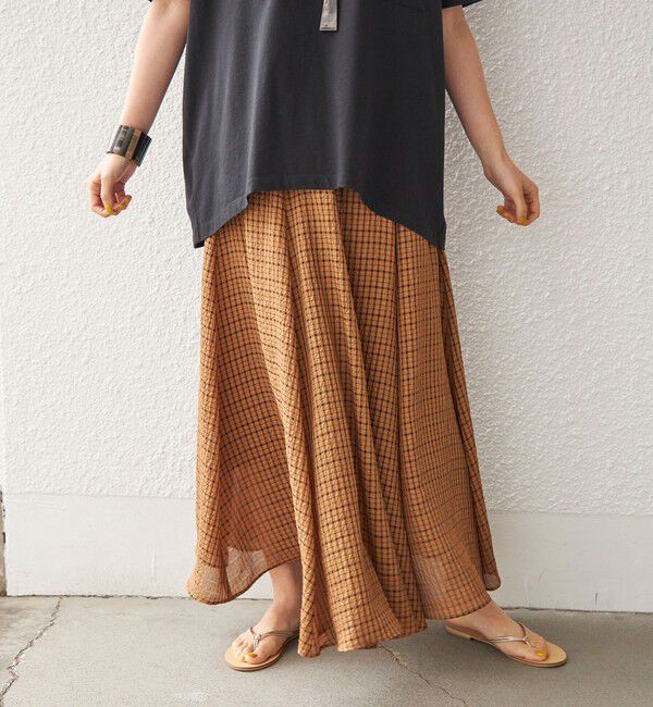 SHIPS for women「〈手洗い可能〉シアサッカー チェック ボリューム スカート◇」|スカート|