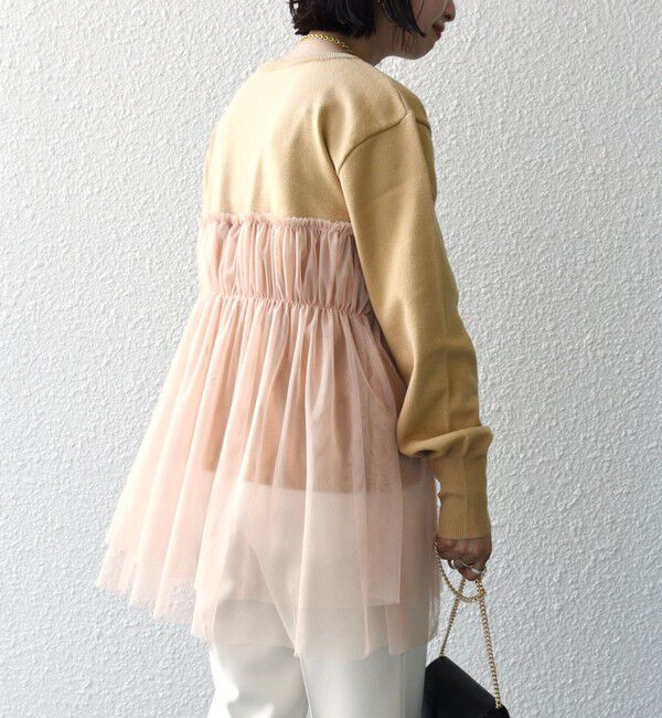 SHIPS for women「* 〈手洗い可能〉チュール ドッキング ニット ◇」|ニット・セーター|