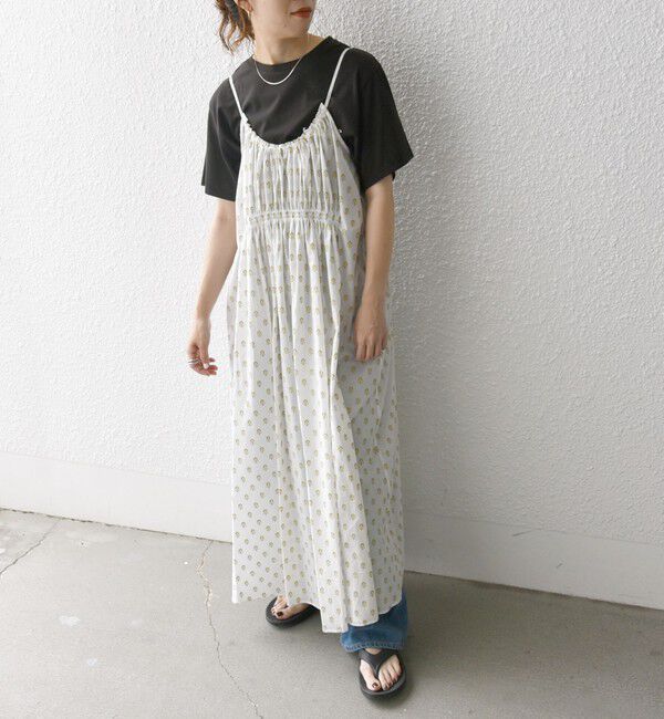 SHIPS any「SHIPS any:〈洗濯機可能〉グリッター プリント ギャザー キャミ ワンピース」|ワンピース|